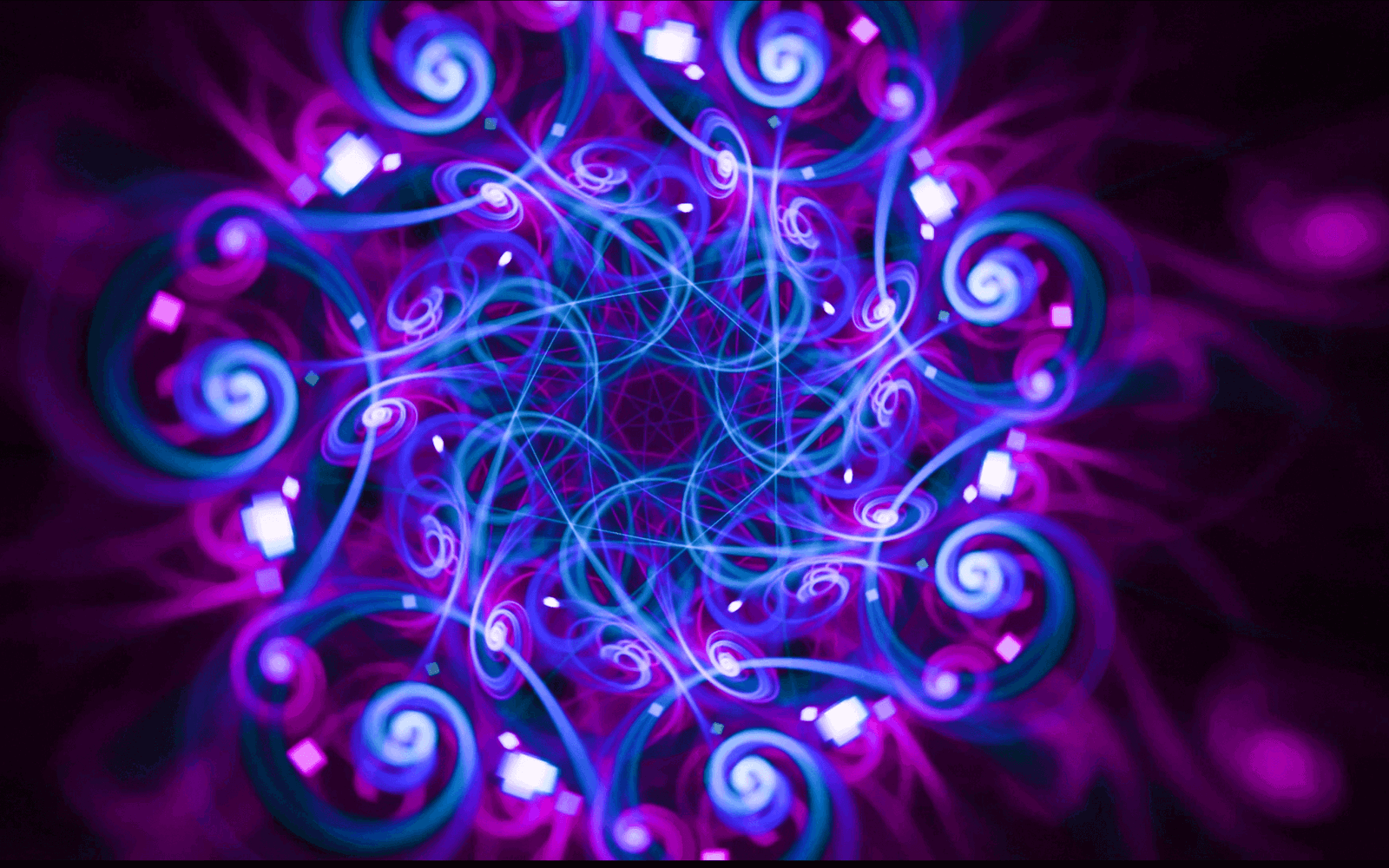 Abstract neon fractal swirls background.