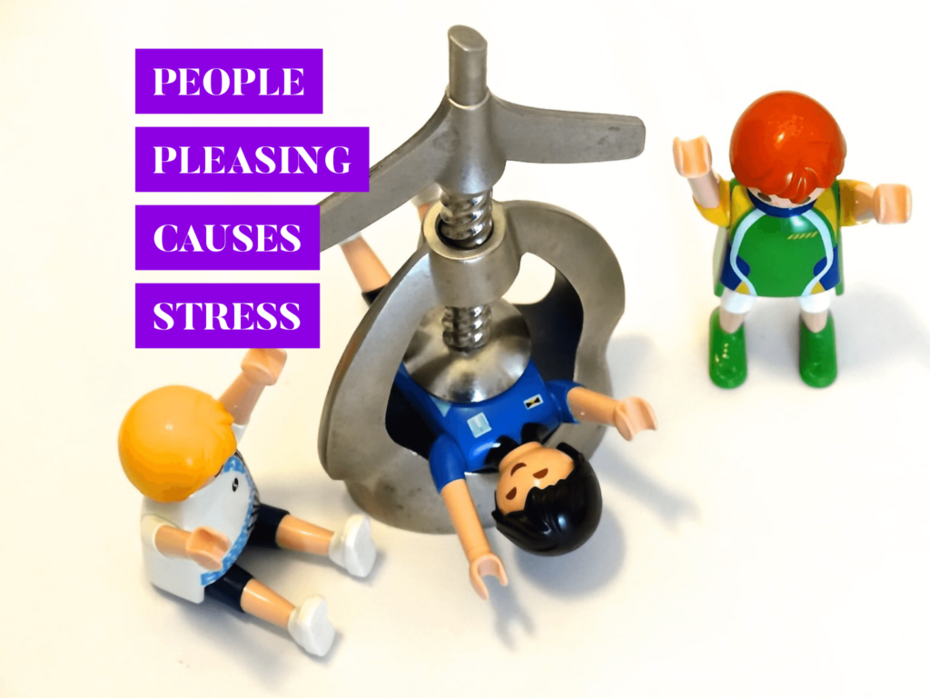 Toy figures illustrate stress from people-pleasing.