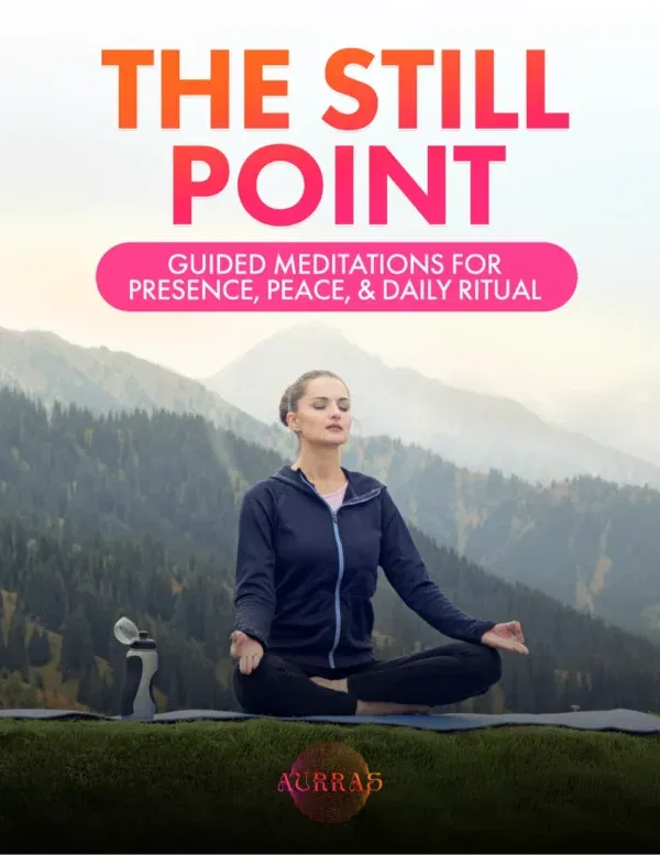 Woman meditating outdoors in serene mountain setting.