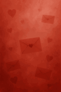 Red envelopes and hearts pattern background