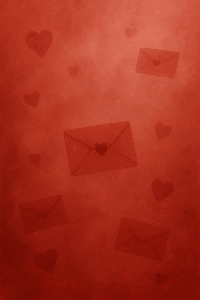Red envelopes and hearts pattern background