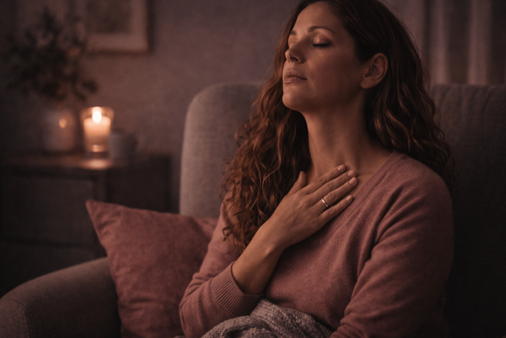 Woman meditating with closed eyes
